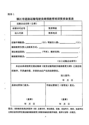镇江市关于印发《关于开展道路运输驾驶员继续教育工作的实施方案》的通知7