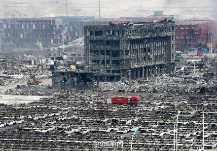 天津爆炸事故附近停车场